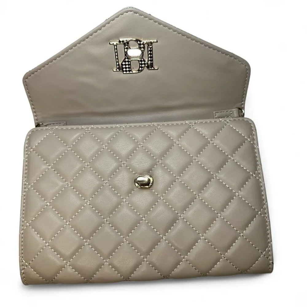 Badgley Mischka Diamond Quilt Convertible Crossbody Bag - Natural/Tan NWT